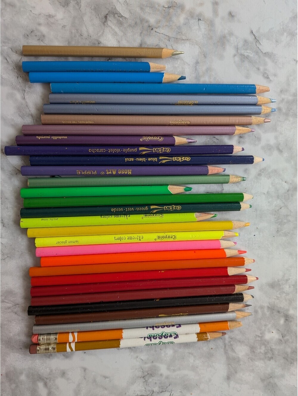 30 Vintage Mixed Lot Crayola Cra-Z-Art Rose Art Colored Pencil Lot Metallic